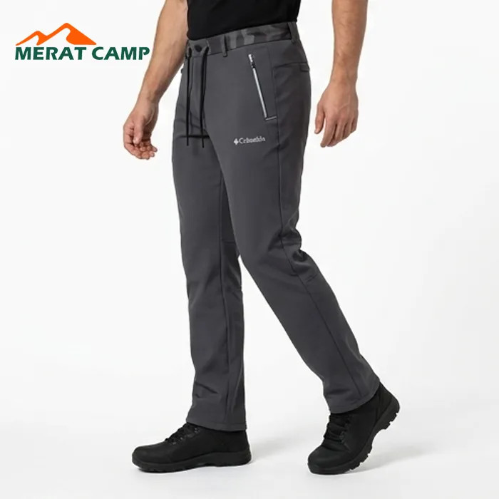 خرید شلوار کوهنوردی کلمبیا مدل Softshell داخل پلار رنگ طوسی نما از بغل