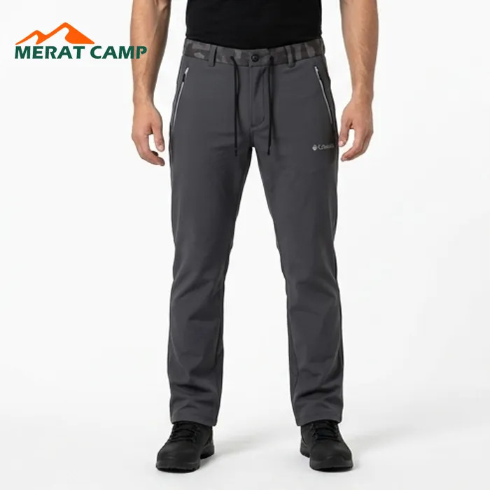 خرید شلوار کوهنوردی کلمبیا مدل Softshell داخل پلار رنگ طوسی نما از جلو