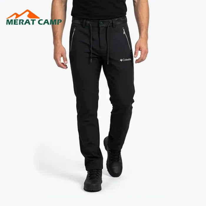 خرید شلوار کوهنوردی کلمبیا مدل Softshell داخل پلار رنگ مشکی نما از جلو